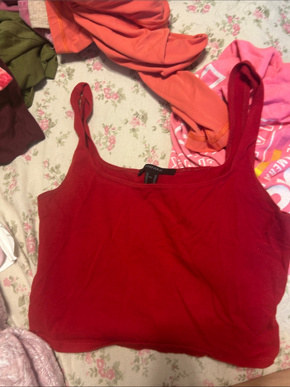 Forever 21 Red Crop Tank Top